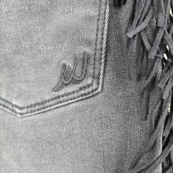 Express Jeans Fringe Legging Mid-Rise Skinny Jeans Black Denim Womens Size 6R - Picture 4 of 10